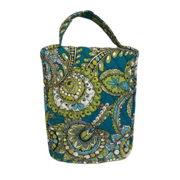 Vera Bradley Lunchbox quilted Paisley Peacock Lime Green White Quilted - Picture 2 of 8